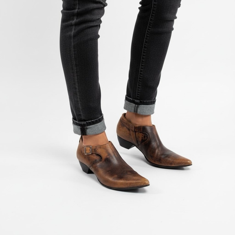 JOHN FLUEVOG BROWN LEATHER ANKLE BOOTS BUCKLE DETAIL WOMAN 6